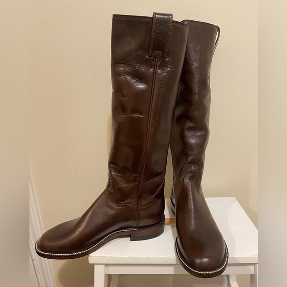 NWT Alberta Boots Brown Cowhide Over the knee Round Toe Boots Women Size  9 US - Picture 4 of 9